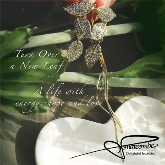 Long Gold Threader Tassel Earrings Dainty Rhinestone Crystal Butterfly Heart - Picture 6 of 7